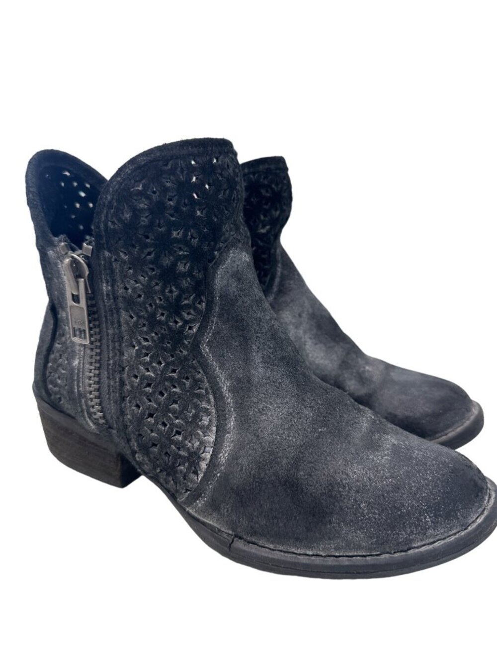 Circle G Ankle Bootie Size 8 Cutout Leather Shortie Black Bohemian Hippie Chic